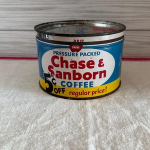 Vintage Tin ~ Chase and Sanborn 1lb Coffee Container