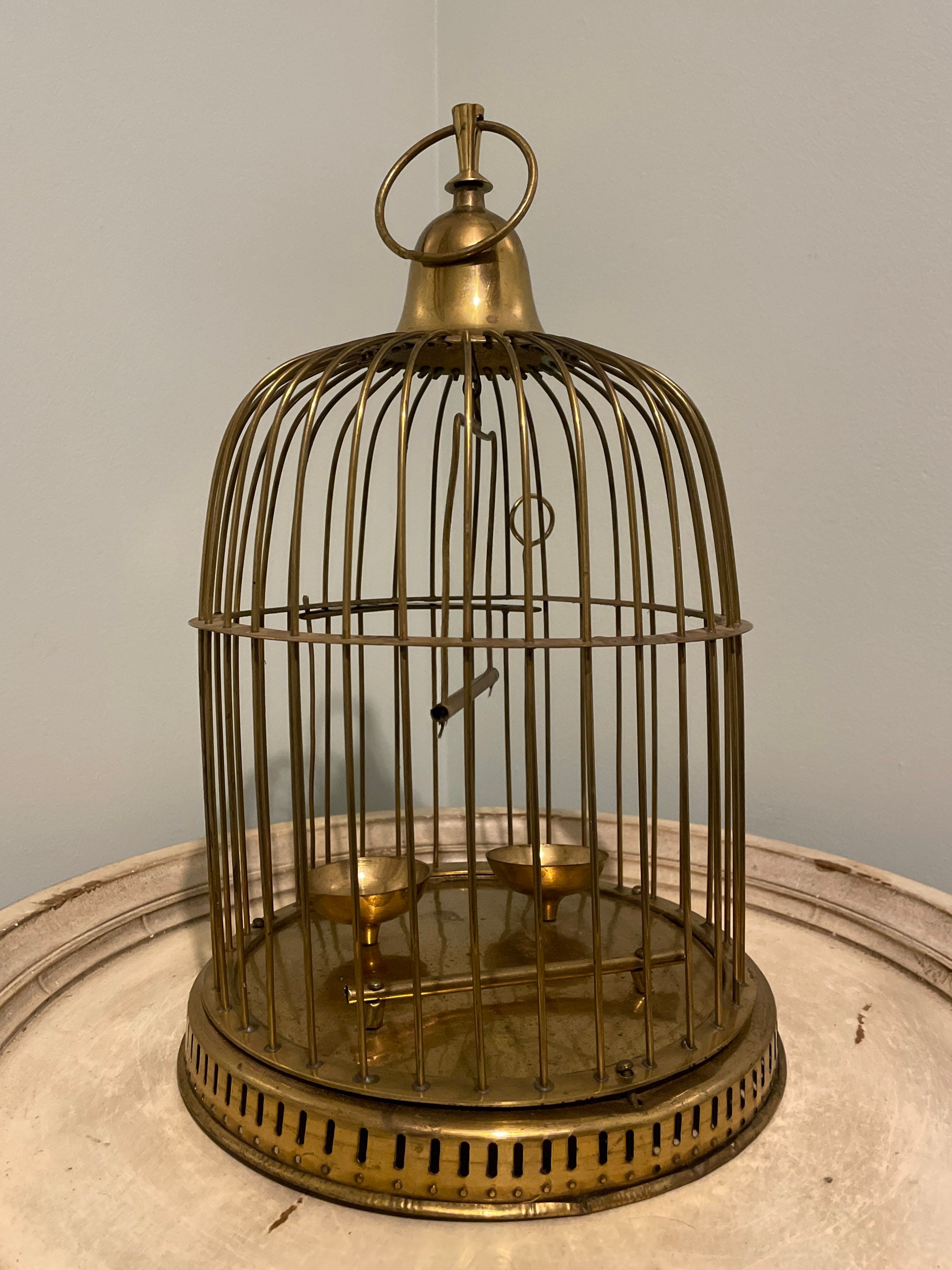 Vintage Brass Birdcage 16 Inches Tall With Ring -  Singapore