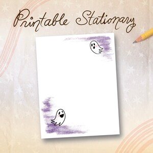 Papelería imprimible de Halloween, papelería de fantasmas, papelería infantil, membrete de Halloween, invitaciones de Halloween DIY, decoración de Halloween DIY