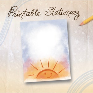 Cancelleria stampabile a tema sole, cancelleria fai da te per la classe, cancelleria a tema sole, carta stampabile a tema sole, arte carina a tema sole, carta intestata, inviti per feste a tema sole