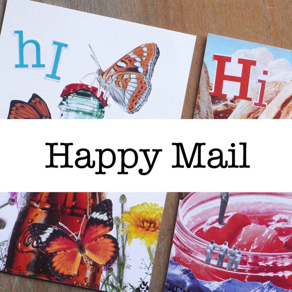 Magazine Collage Art Postcard,Happy Mail,Lovin' Life Club,Penpal Letters,Gifts for Friends,Stickers,Postcards,Mystery Happy Mail Envelope