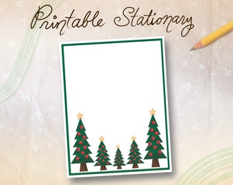 Christmas Trees Printable Stationary/Tree Stationary/Holidays Printable/Christmas Stationary/Stationary Printable/Stationary Paper/Letter