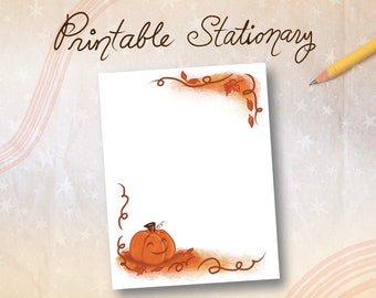 Printable Pumpkin Stationery, Printable Halloween Stationery, Printable Autumn Stationery, Printable Pumpkin Sheet, Thanksgiving Stationery