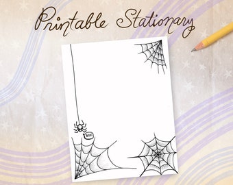 Halloween Printable Stationary/Spider Stationary/Spider Coloring Page/DIY Stationary/Spiderweb Stationary/Spiderweb Decor/Spider DIY Project