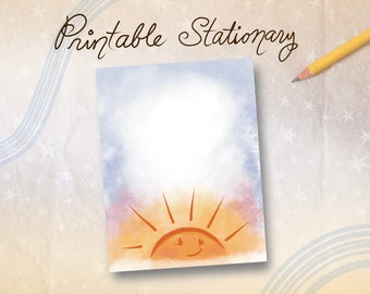 Sunny Stationary/Printable Stationary/Cute Stationary/Stationary For Kids/Office Stationary/Sun Stationary/DIY Stationary/Printable Letters