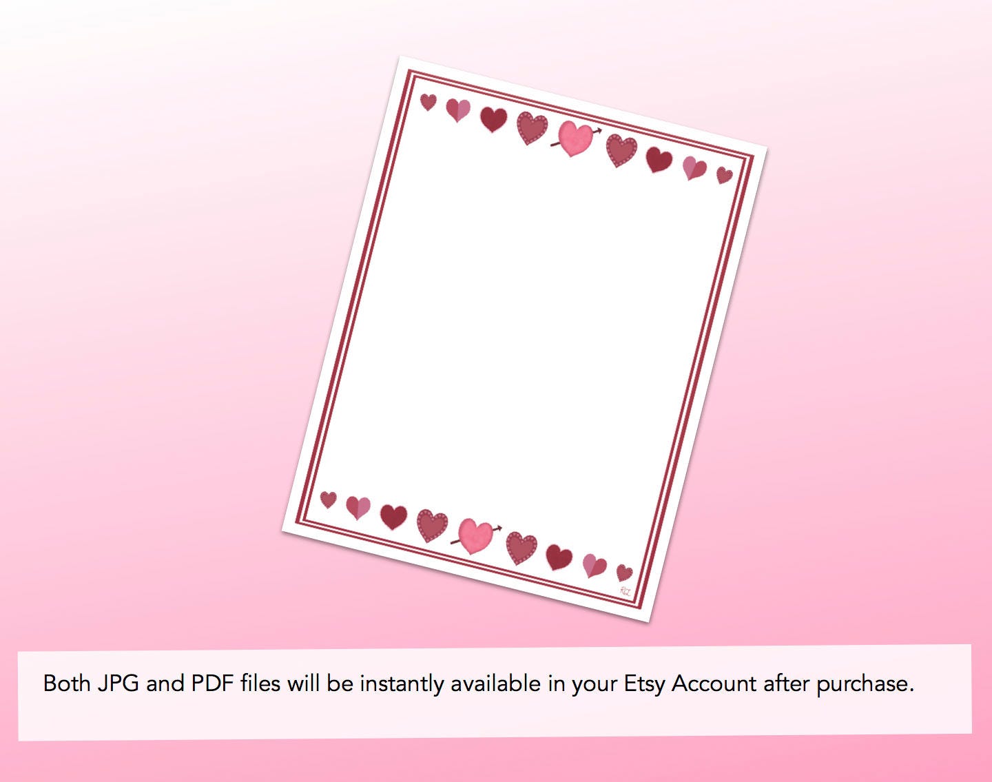 Heart Stationary Printable/Heart | Etsy