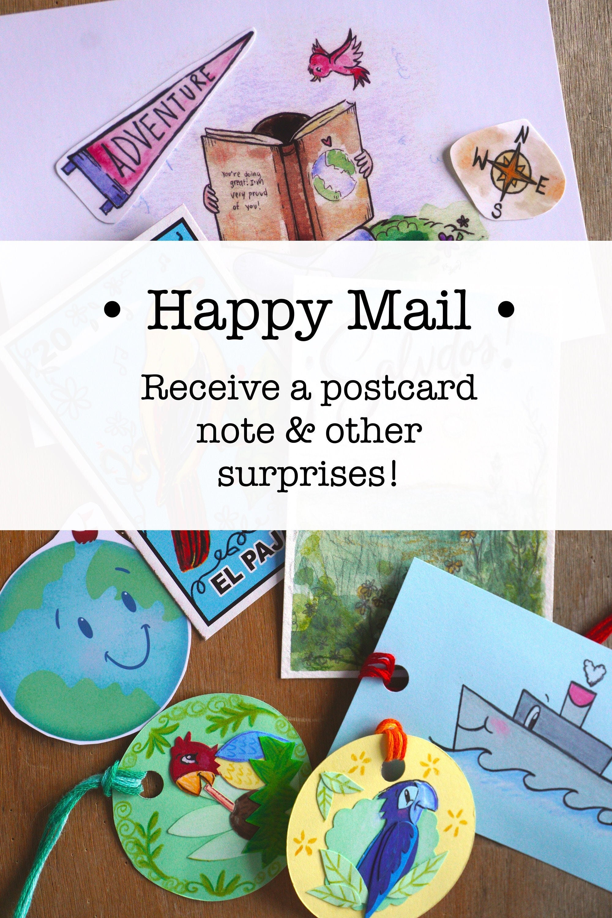 Happy Mail Lovin' Life Club Penpal Letters Gifts for Friends Stickers Postcards Mystery Happy Mail Envelope Snail Mail Travel Postcards Gift