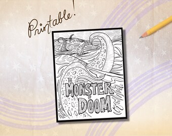 Printable Halloween Coloring Page, Printable Horror Movie Coloring Page, Summerween Coloring Page, Classroom Activity Sheets, Halloween Art
