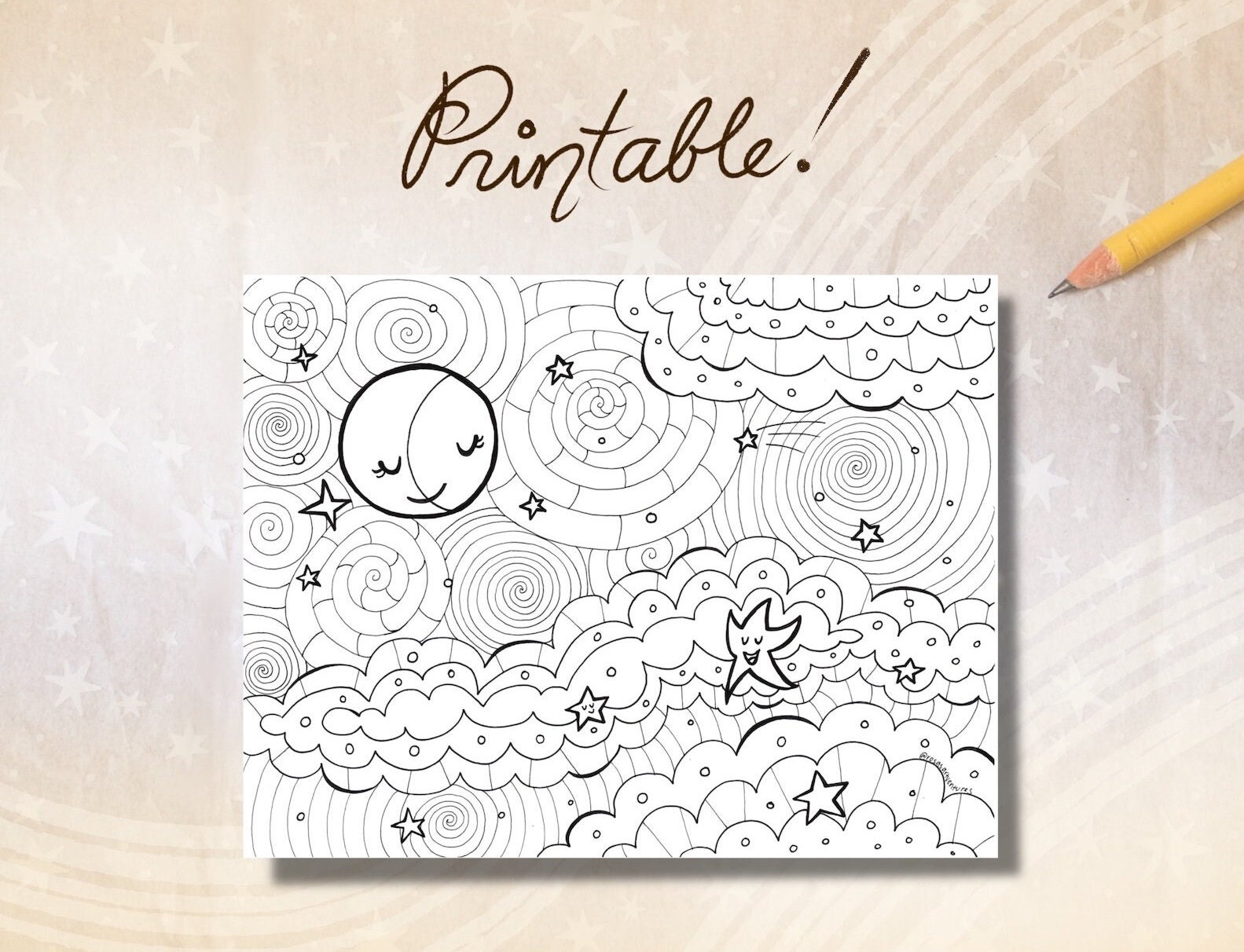Printable Coloring Page, Moon and Stars Coloring Pages for Kids, Moon ...