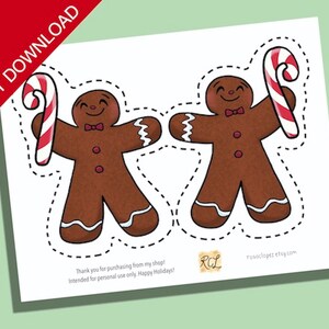 Boneco de gengibre para impressão, enfeite de boneco de gengibre para impressão, atividade de feriado para crianças faça você mesmo para impressão, lembrancinhas de festa de fim de ano, decoração de Natal