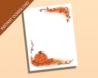 Fall Printable Stationary/Autumn Stationary/Cute Stationary/Stationary For Kids/Writing Paper/Halloween Stationary/Printable Paper/Fall DIY