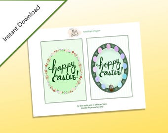 Easter Printable Notecards/Floral Easter Bunny/Easter Eggs/Printable Cards for Easter Parties/Easter Decorations/Easter Gifts/Easter Decor