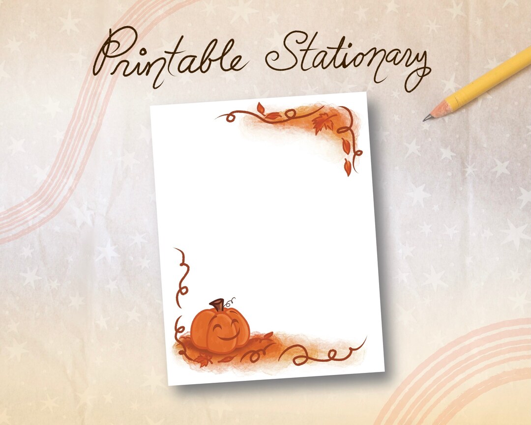 Printable Pumpkin Stationary, Autumn Stationary, Cute Stationary