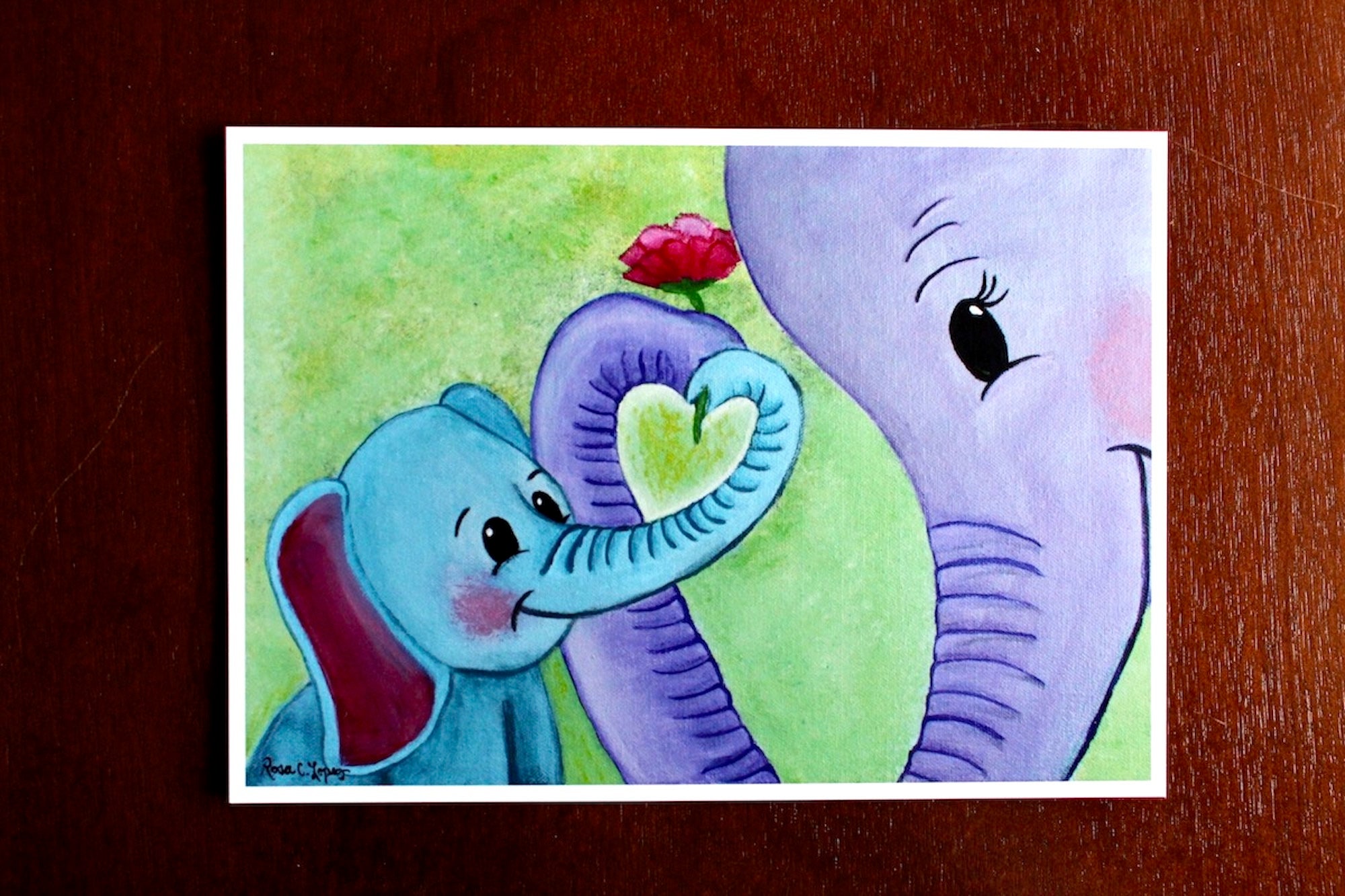 Baby Elephant Art Print/elephant Art/cute Art Print/5 X 7 Art Etsy