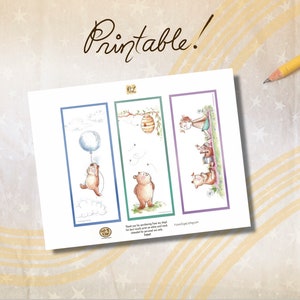 Winnie the Pooh Bookmarks, Printable Winnie the Pooh Bookmarks, Cute Winnie the Pooh Party Favors, Winnie the Pooh Valentines