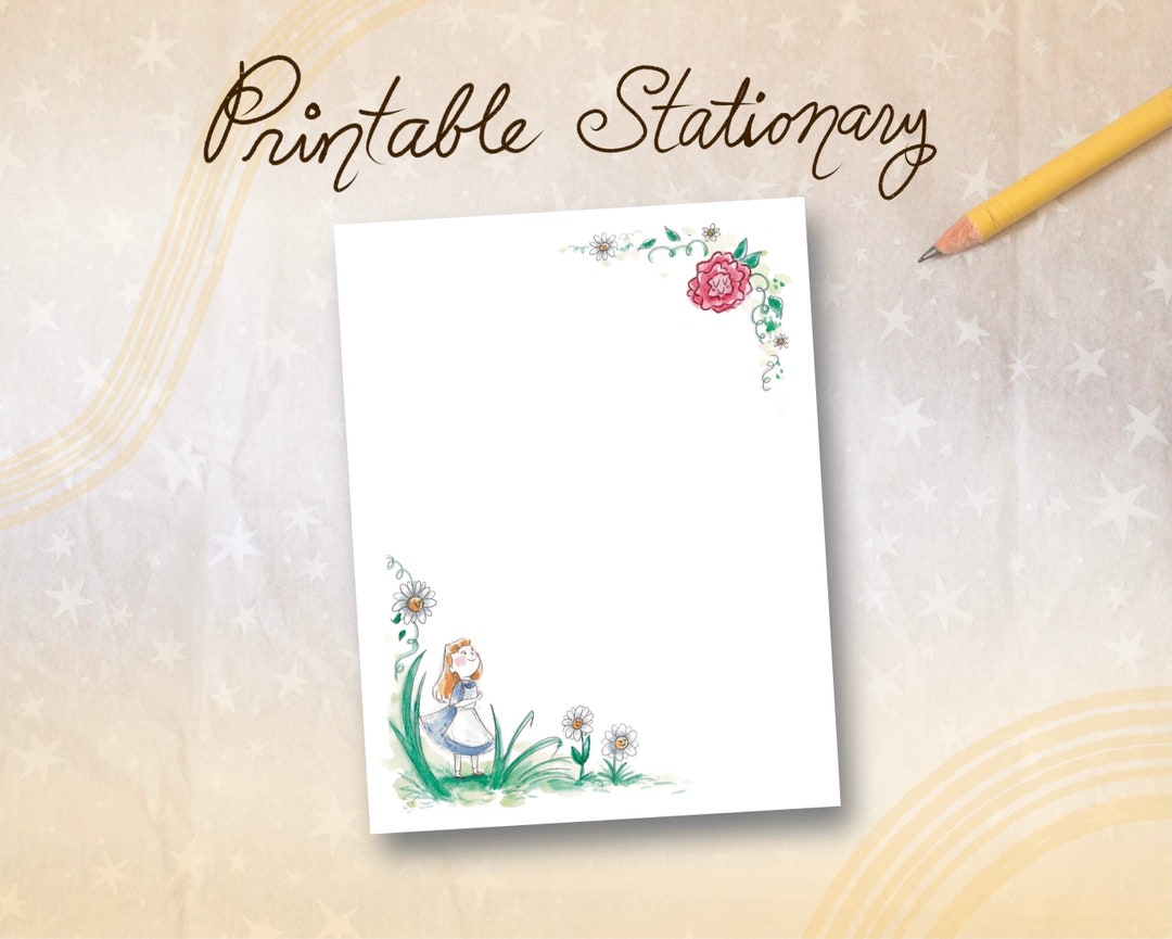 Alice's Adventures in Wonderland Stationery, Printable Stationery, Cute ...