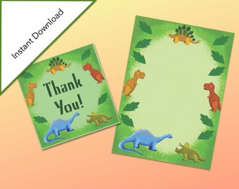 Dinosaur Birthday Party Printable/Dinosaur Thank You Cards/Greeting Card Printable/Printable Stationary/DIY Party Decor/Dinosaur Baby Shower