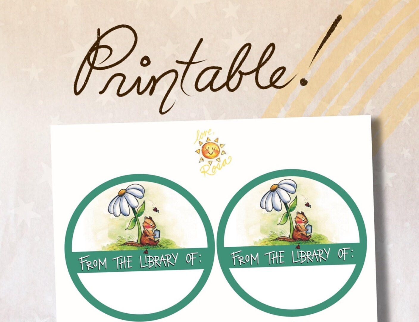 Printable From the Library of Label,printable Stickers,cute Chipmunk ...