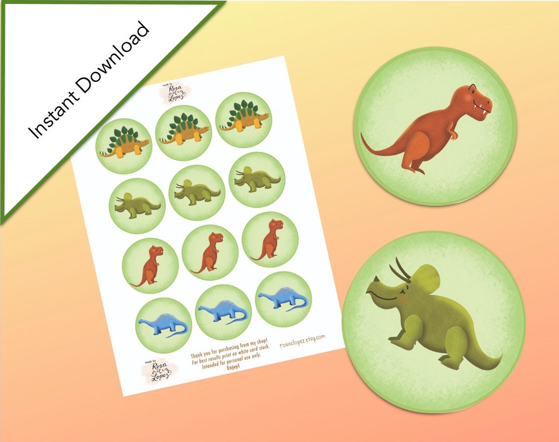 Dinosaur Cupcake Toppers/printable/printable Party - Etsy