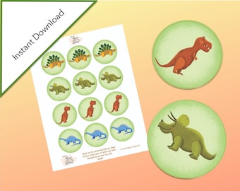 Dinosaur Cupcake Toppers, Printable Dinosaur Gift Tags, Party Favors, Dinosaur Party, DIY Cupcake Toppers, DIY Party Decor, DIY Baby Shower