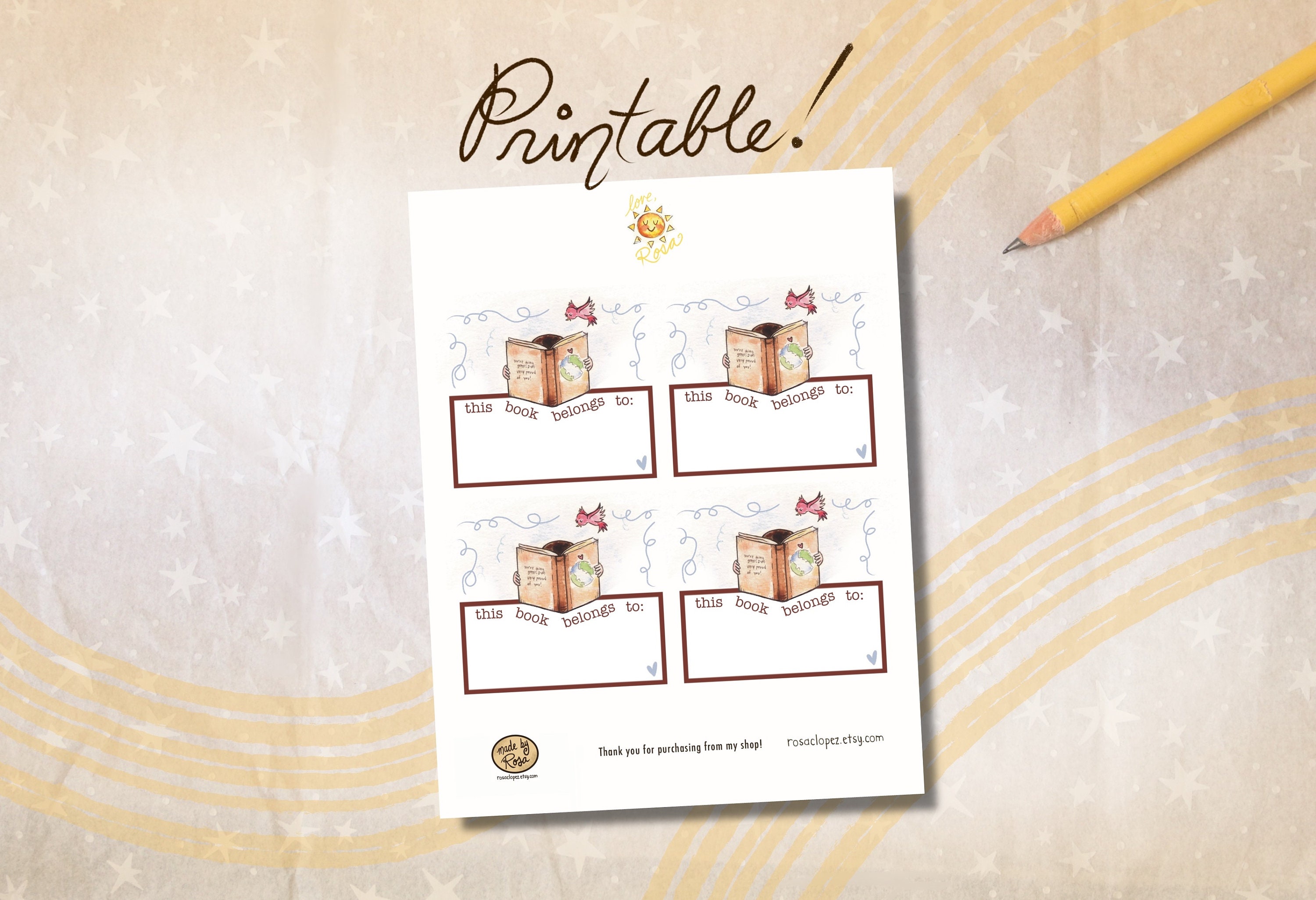 Printable Book Labels, This Book Belongs to Label, Bookworm Sticker ...