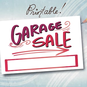 Printable Garage Sale Sign, Cute Printable Garage Sale Sign, Simple Colorful Garage Sale Sign