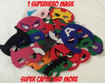 Superhero Felt Mask/ Superhero Friends Felt Mask/ Gifts for Kids/ Party Favors/ Superhero Birthday Party - Ready to Ship