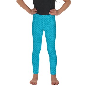 Pantalon de costume pour enfant turquoise écailles de sirène/dragon, leggings pantalon imprimé dragon, pantalon de sport, cadeau d'anniversaire cosplay dinosaure Halloween