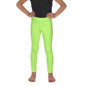 Lime Green Kid&#39;s Leggings/ Alien Dinosaur Leggings/Alien Costume/ Alien Cosplay Leggings/ Dinosaur Costume Accessories/ Dino Leggings