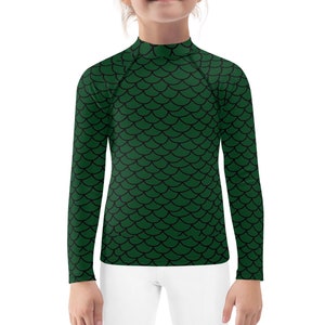 Hunter Green Dinosaur Kids Rash Guard Costume/ Dino Print Theater Cosplay Costume/ Dragon Hunter Green Long Sleeve Shirt/ Dinosaur Costume