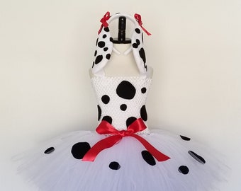 Dalmatian Tutu Dress with Ears and Tail - Dalmatian Tail - Dalmatian Ears Headband - Dalmatian Birthday Dress Up - Dalmatian Costume