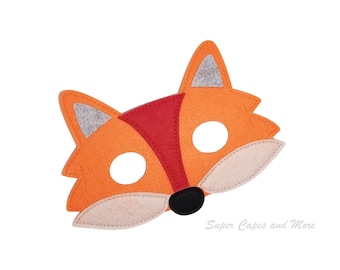 Fox Felt Mask/ Woodland Forest Animal Mask/ Forest Animal Birthday Party/ Forest Animal Party Favors/ Forest Animal Mask/Fox Costume