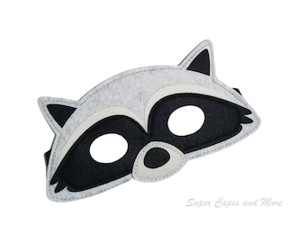 Raccoon Felt Mask/ Woodland Forest Animal Mask/ Forest Animal Birthday Party/ Forest Animal Party Favors/ Forest Animal Mask/Raccoon Costume