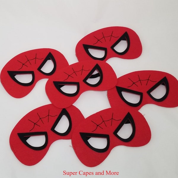 Super Spider Red Felt Mask Party Packs! Super Spider Spidergirl Friends Birthday Party Favors! - Superhero Kids Felt Masks - Spider Birthday