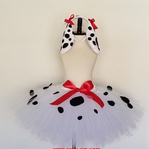 Falda de tutú de dálmata con orejas y cola/Cola de dálmata/Diadema con orejas de dálmata/Disfraz de dálmata para recital de baile/Disfraz de dálmata para Halloween