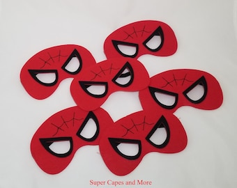 Super Spider Red Felt Mask Party Packs! Super Spider Spidergirl Friends Birthday Party Favors! - Superhero Kids Felt Masks - Spider Birthday