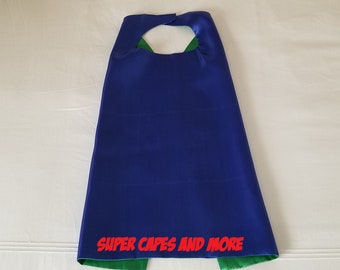 Plain Reversible Blue and Green Superhero Cape