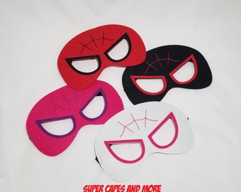 Super Spider Felt Mask/ Super Red Spider Mask/ Black Spider Mask/ Hot Pink Spider Mask/ White Spider Masks/ Spider Friends Birthday Party