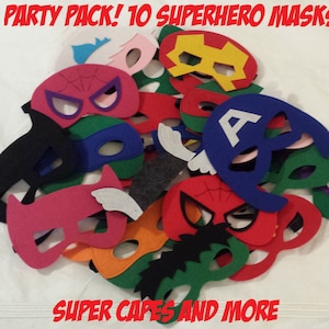 Ready to Ship! Party Pack 10 Superhero Felt Masks / Superhero Birthday Party/ Superhero Party Gifts