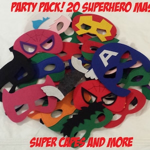 Ready to Ship! Party Pack 20 Superhero Felt Masks/ Superhero Masks / Superhero Birthday Party / Superhero Party Gifts
