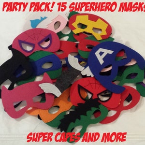 Party Pack 15 Superhero Inspired Felt Masks / Superhero Masks/ Superhero Birthday/ Superhero Party Favors / Gifts for Kids - Ready to Ship