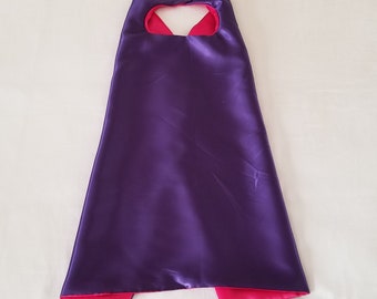 Plain Reversible Purple and Hot Pink Superhero Cape