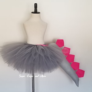 Saia tutu de dinossauro com faixa na cabeça e cauda / Fantasia de dinossauro / Aniversário de dinossauro / Cauda de dinossauro / Presente de aniversário de dinossauro / Faixa de cabeça de dinossauro
