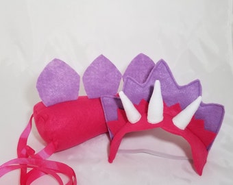 Hot Pink and Light Purple Dinosaur Tail and Headband/ Dino Tail/ Dinosaur Costume/ Dinosaur Headband/ Dinosaur Birthday/ Dragon Tail Costume