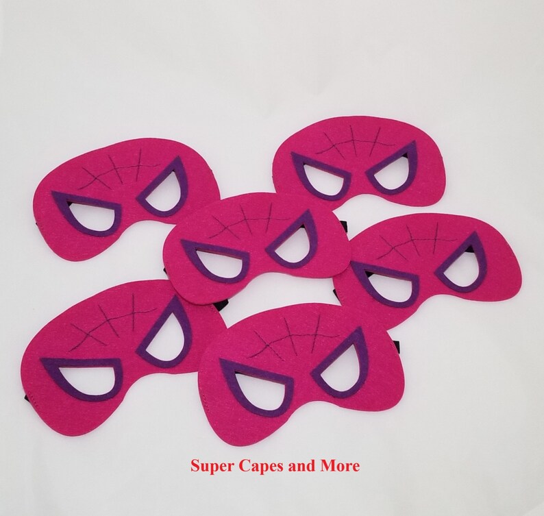 Super Spider Pink Felt Mask Party Packs Spiderman Spidergirl Etsy