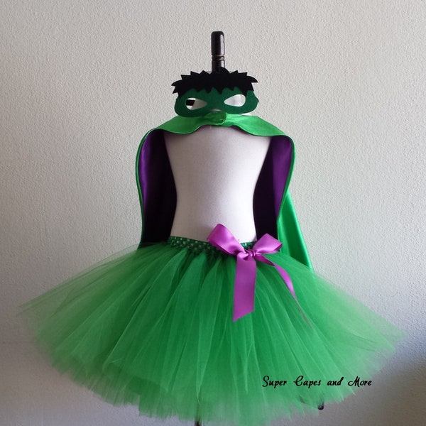 Super Green H Man Tutu Skirt with Cape and Mask/ Dance Recital/ Photo Prop/ Dress Up/Halloween Costume/ Birthdays