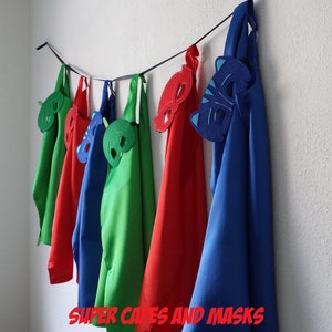 1 - Superhero Cape and Mask Super Cat Cape Super Gekko Cape Super Owl Cape Costume Dress-up