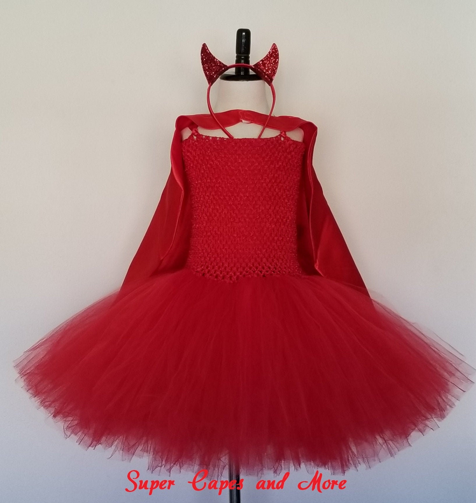 PGOND Red Devil Halloween Costume For Girls - Complete Dress Set With Wings & Accessories