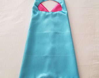 Plain Reversible Turquoise and Hot Pink Superhero Cape/ Superhero Cape/ Plain Cape/ Reversible Cape/Gifts for Kids/ Superhero Birthday Party