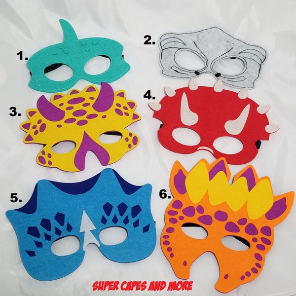 Dinosaur Felt Mask/ Dinosaur Party Masks/ Birthday/ Party Favors/ Costume/ Gifts for Kids - 12 Dinosaur Options to Choose From!!